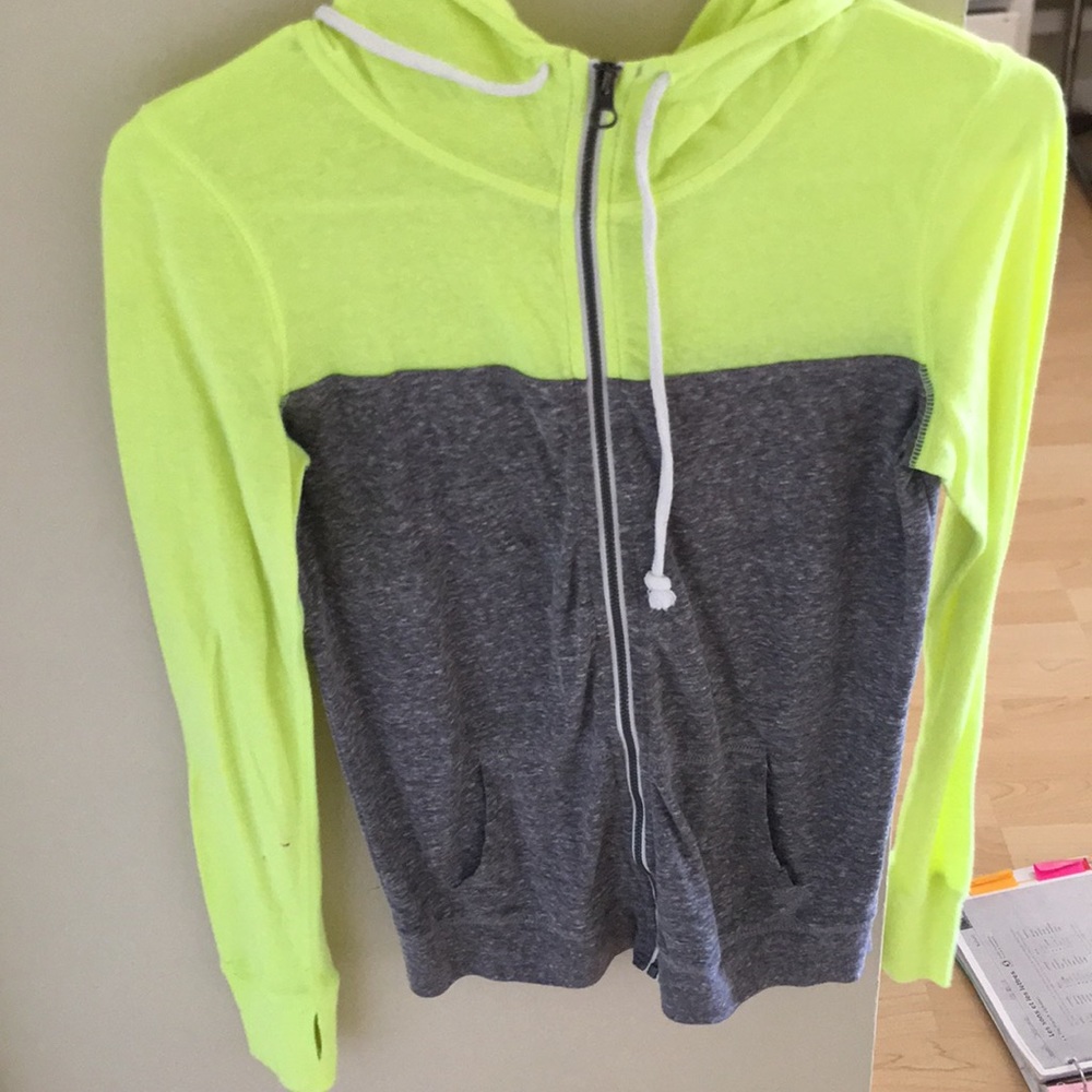 Neon yellow and grey zip up hoodie